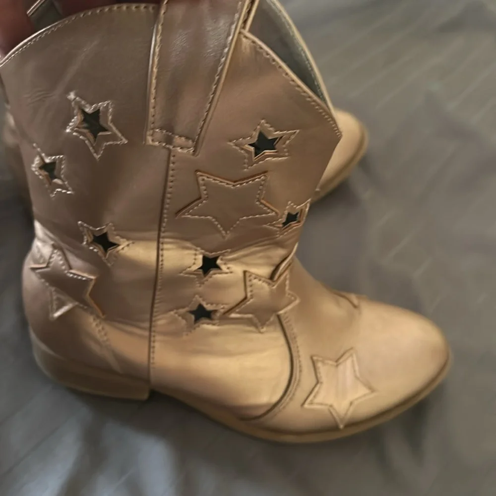 Girls' Star Cutout Western Boots - Metallic Cream
